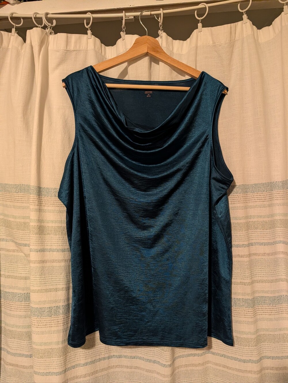 Coldwater Creek Sleeveless Draped Cowl Neck Top 2X 20-22 Teal Blue